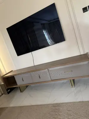Modern Wooden Fluted 4 Compartment TV Console .