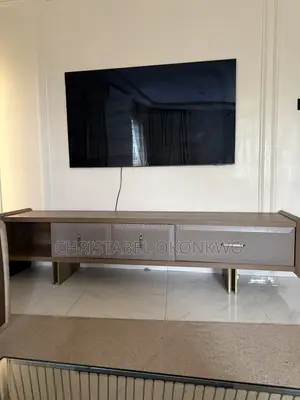 Modern Wooden Fluted 4 Compartment TV Console .
