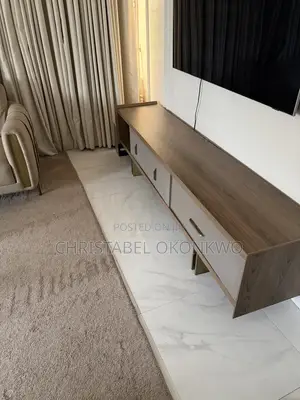 Modern Wooden Fluted 4 Compartment TV Console .
