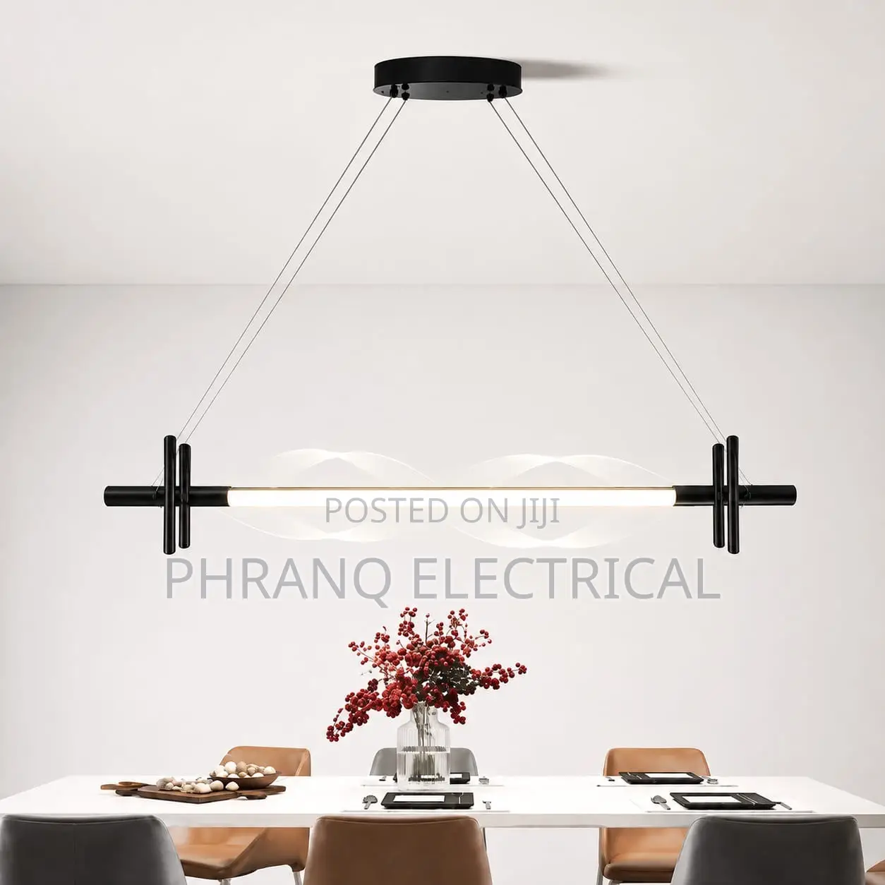 Morae Acrylic Chandelier. Black/Gold