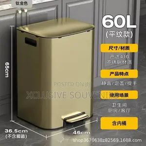 60L High Quality Stainless Steel Pedal Bin Available in (Gold Silver)