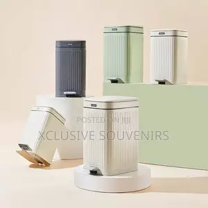 12Liter High Grade Plastic Pedal Waste Bin in White, Grey and Green