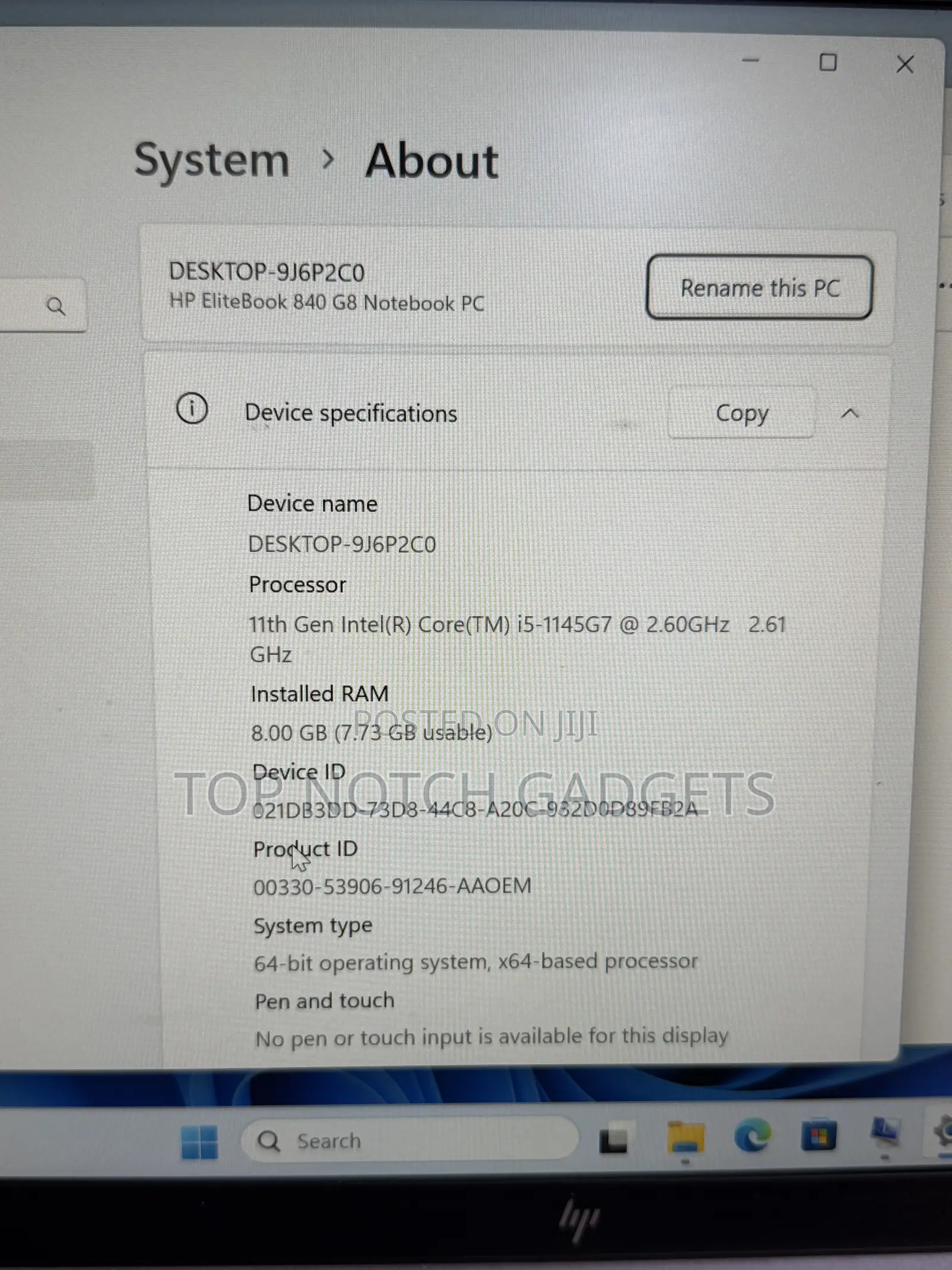 Laptop HP EliteBook 840 G8 8GB Intel Core i5 SSD 256GB