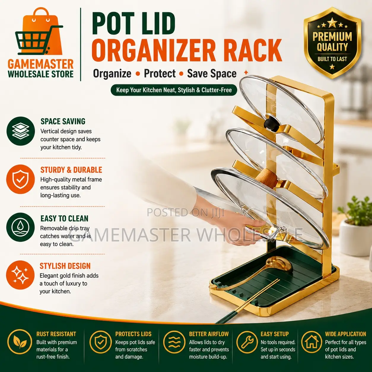 Multifunctional Pot Lid Holder Spoon Rest – Space-Saving Kitchen