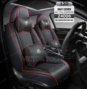 Lion Head Original Car Seat Cover Black With Red Stripe