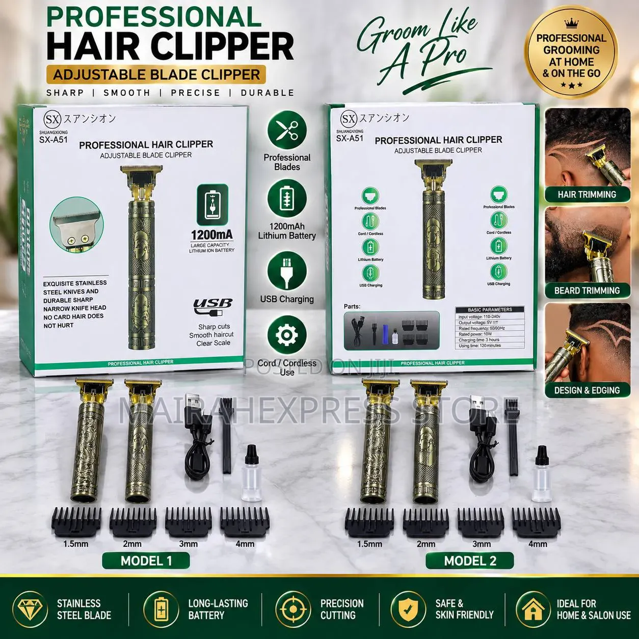 Sx Professional Rechargeable Hair Clipper/Trimmer