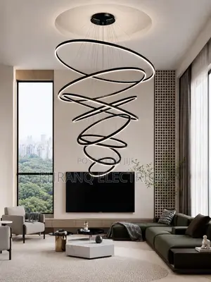 1200mm, (By8) Modern Home Decor Ring LED Lights. Black/Gold