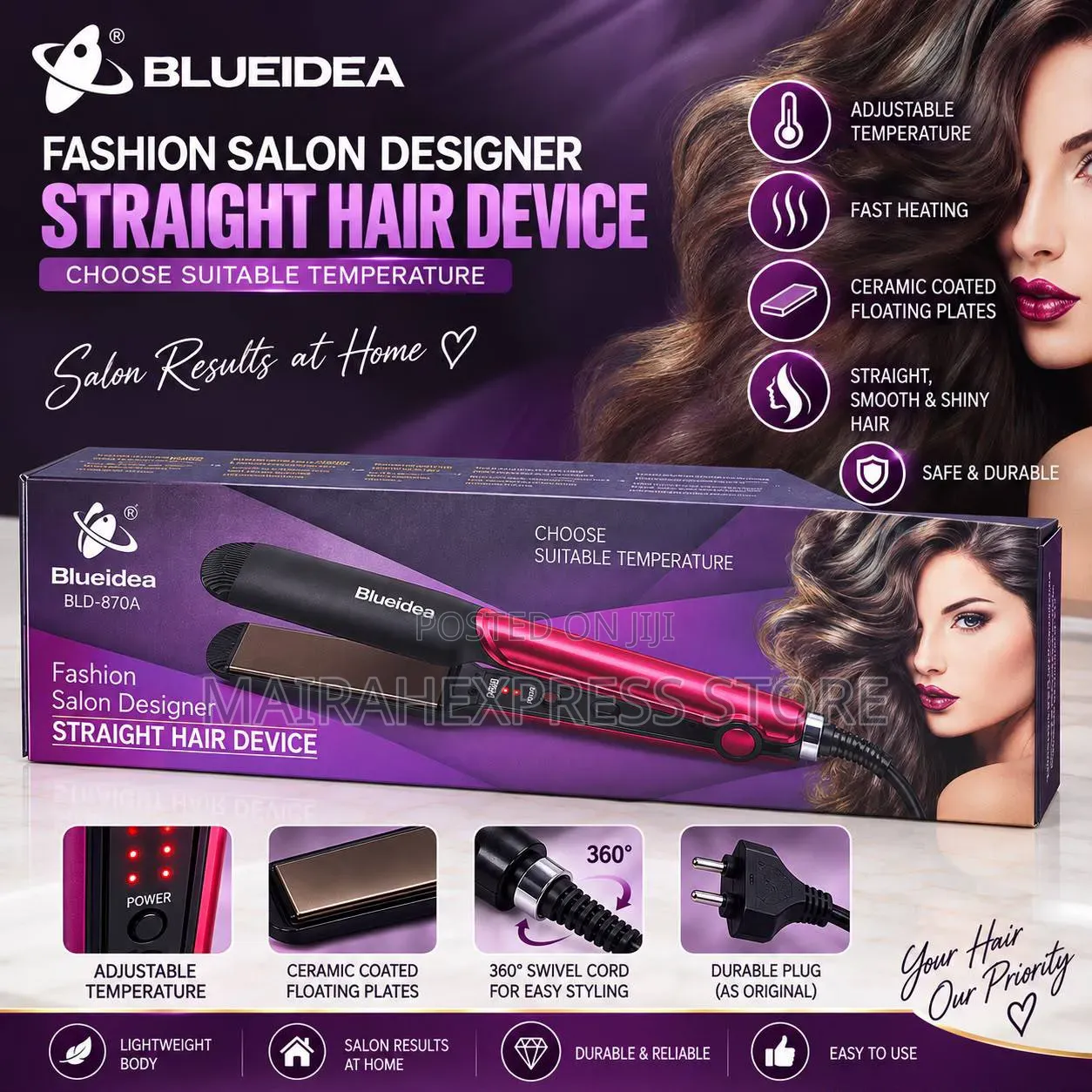 Blueidea Suitable Temperature Hair Straightener (Bld-870a)