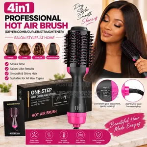 4in1 Professional Hot Air Brush - (Dryer/Comb/Curler/Straightener)