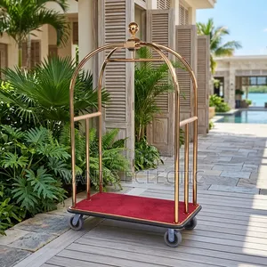 Luxury Gold Hotel Luggage Trolley / Bellman Cart