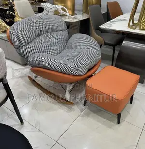 Modern Upholstered Accent Rocking Chair Featuring a Bold Black-