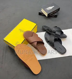 Fendi Leather Slipers Available in Brown and Black