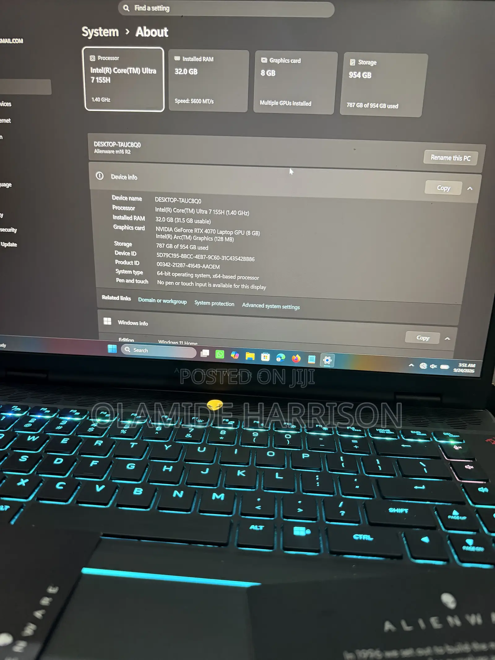 Laptop Alienware M17 R2 32GB Intel Core Ultra 7 SSD 1T