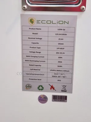 Ecolion 5KWh Solar Inverter Lithium Battery 24V