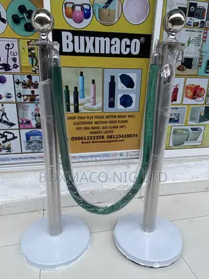 Crowd Control Stand With Green Rope