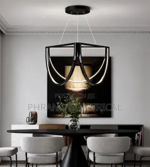 500mm Geometric LED Postmodern Dimmable Black Gold Chandelier