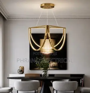 500mm Geometric LED Postmodern Dimmable Black Gold Chandelier