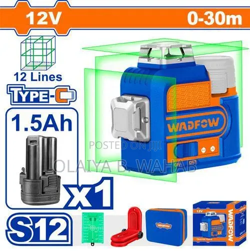 Wadfow WLE8M12 12V 3D Green Laser Level Self-Leveling