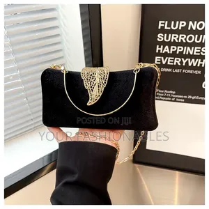 Beautiful Black Velvet Gold Leaf Clutch Purse