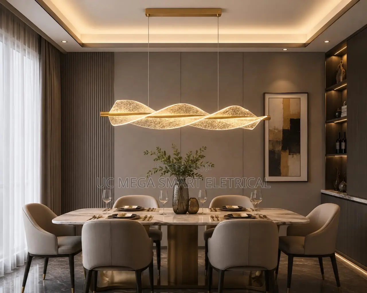 Modern Nordic Stylish Art Ribbon Shape Wavy LED Pendant Lights
