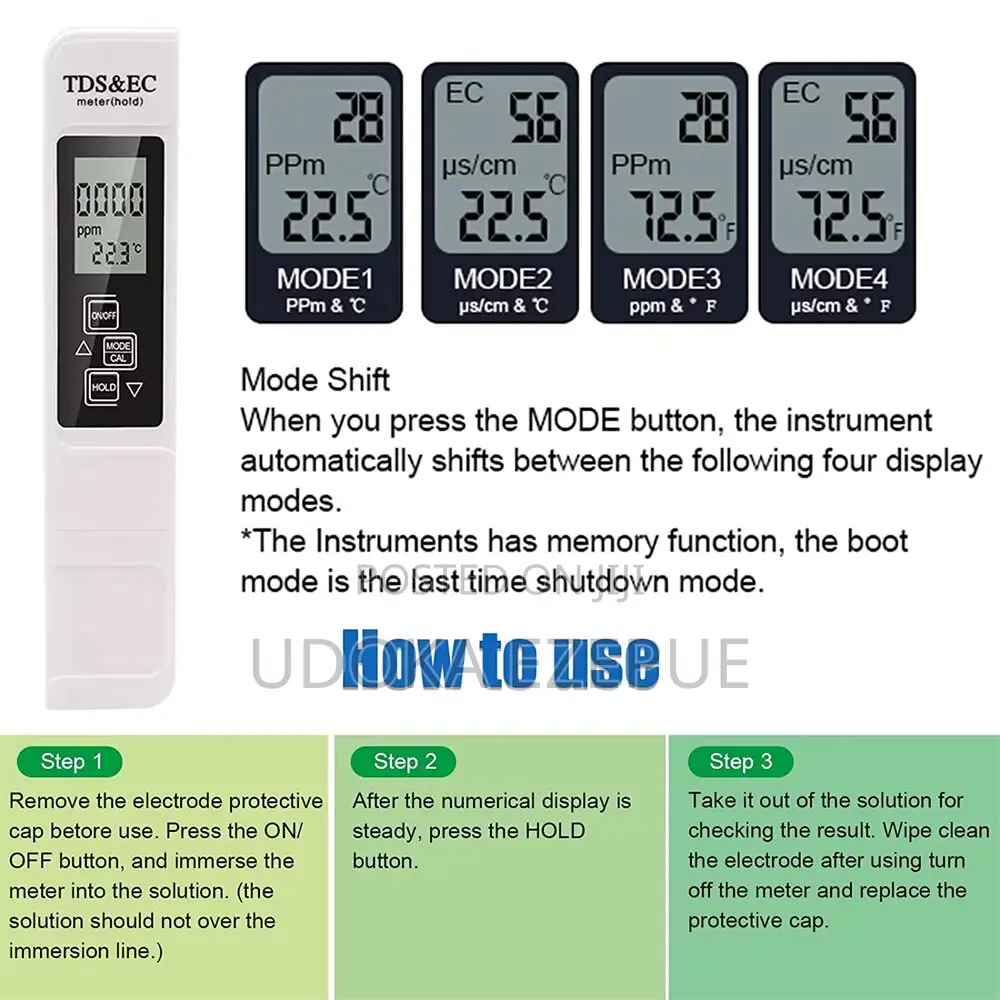 Multifunctional Digital Water Quality Tester, Test for TDS, EC Temp.