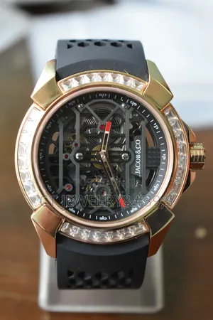 Jacob co.epic X Rose Gold Baguette(black Neoralithe Inner Ring)watch