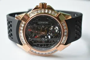 Jacob co.epic X Rose Gold Baguette(black Neoralithe Inner Ring)watch