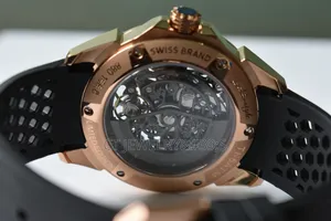 Jacob co.epic X Rose Gold Baguette(black Neoralithe Inner Ring)watch