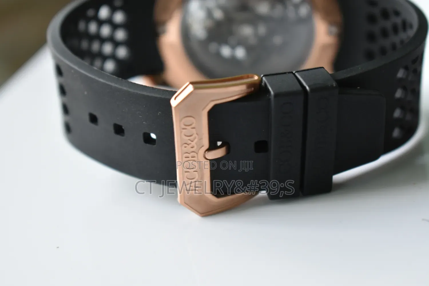 Jacob co.epic X Rose Gold Baguette(black Neoralithe Inner Ring)watch
