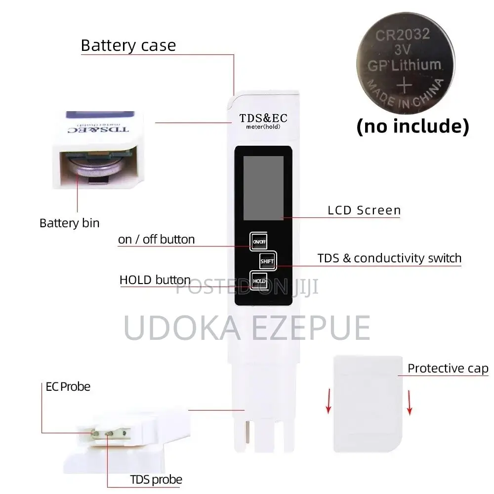 Multifunctional Digital Water Quality Tester, Test for TDS, EC Temp.