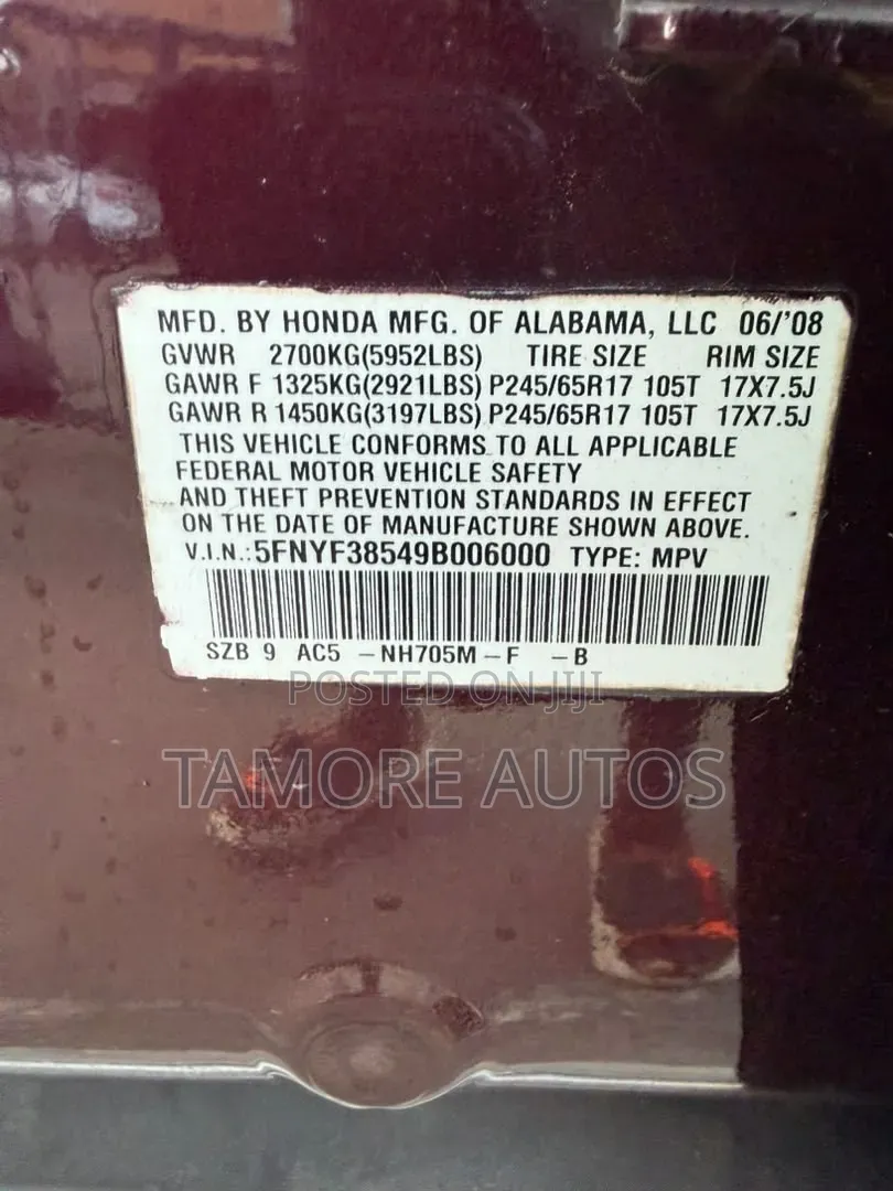 Honda Pilot 2010 Burgundy