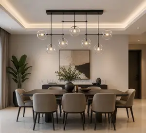 Glass Globe Linear Chandeliers Modern Retro LED Clear Ball Brass