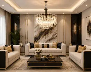Golden Classic Crystal Pendant Lights, Luxury Lampa Led Living Room