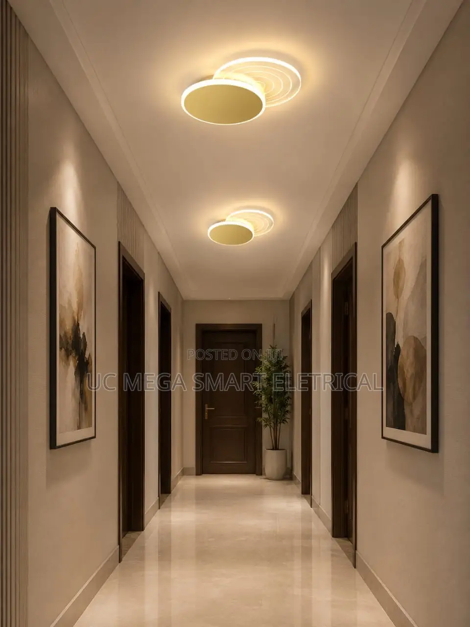 Modern Led Ceiling Light Round Golden Led Flush MountCeilingChandelier
