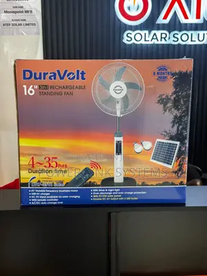 DURAVOLT 16inch 3-in-1 Solar Rechargeable Fan