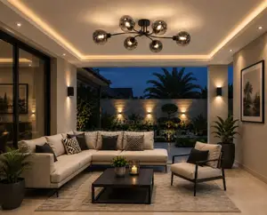 Modern Glass Ball Led Chandeliers Luxury Molecular Ceiling Lamp Black
