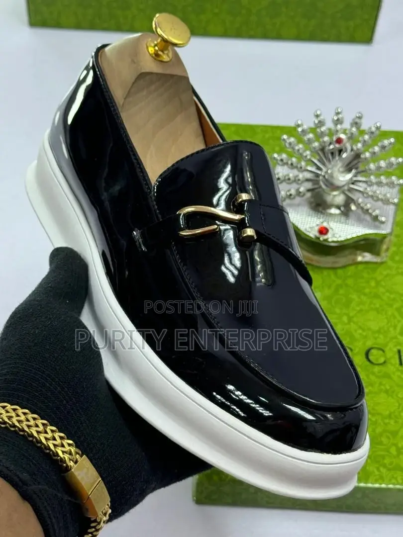 Black Patent Loafer With White Cup Sole