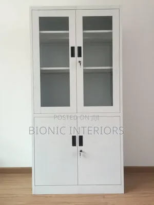 Half Glass File Cabinet With 4 Shavles