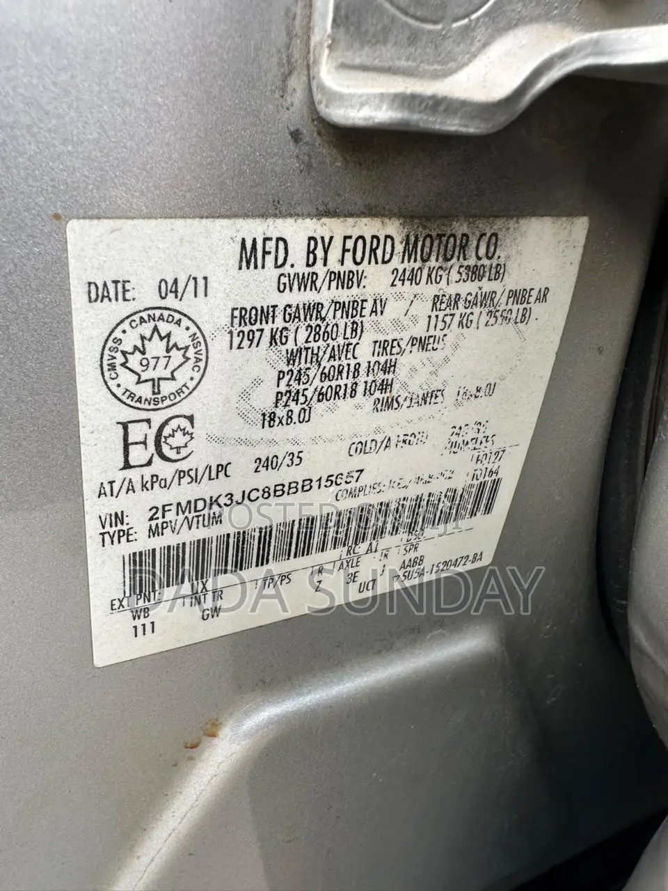 Ford Edge 2012 Silver