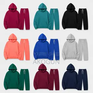 2pcs Unisex Plain Hoodie Joggers Set – Thick Quality Tracksuit