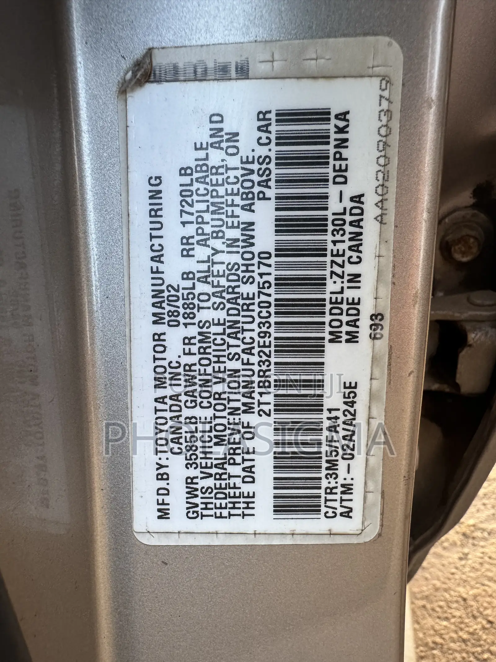 Toyota Corolla Sedan Automatic 2003 Gold