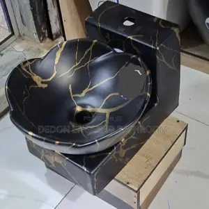 Marble Black and Gold Hanging/Suspended Basin for Bathroom and Dining