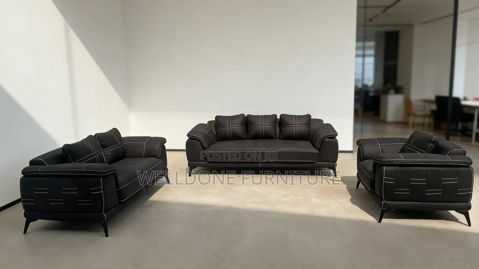 Import High Quality Black Leather Sofa