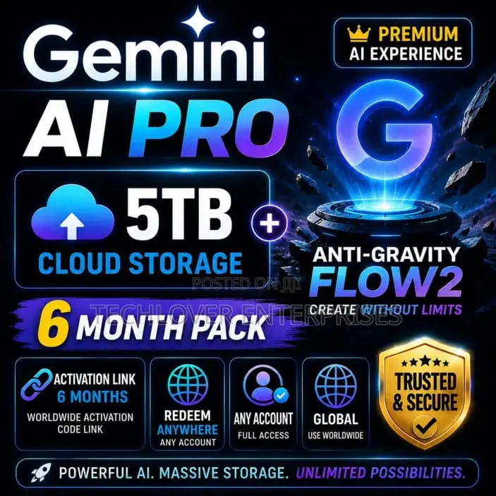 Google Gemini AI Pro + Anti‐Gravity Flow + 5TB Storage + 6 Months