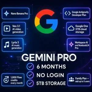 Google Gemini AI Pro + 5TB + Anti‐Gravity Flow – 6 Month