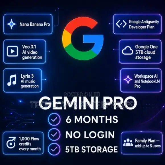 Google Gemini AI Pro + 5TB + Anti‐Gravity Flow – 6 Month