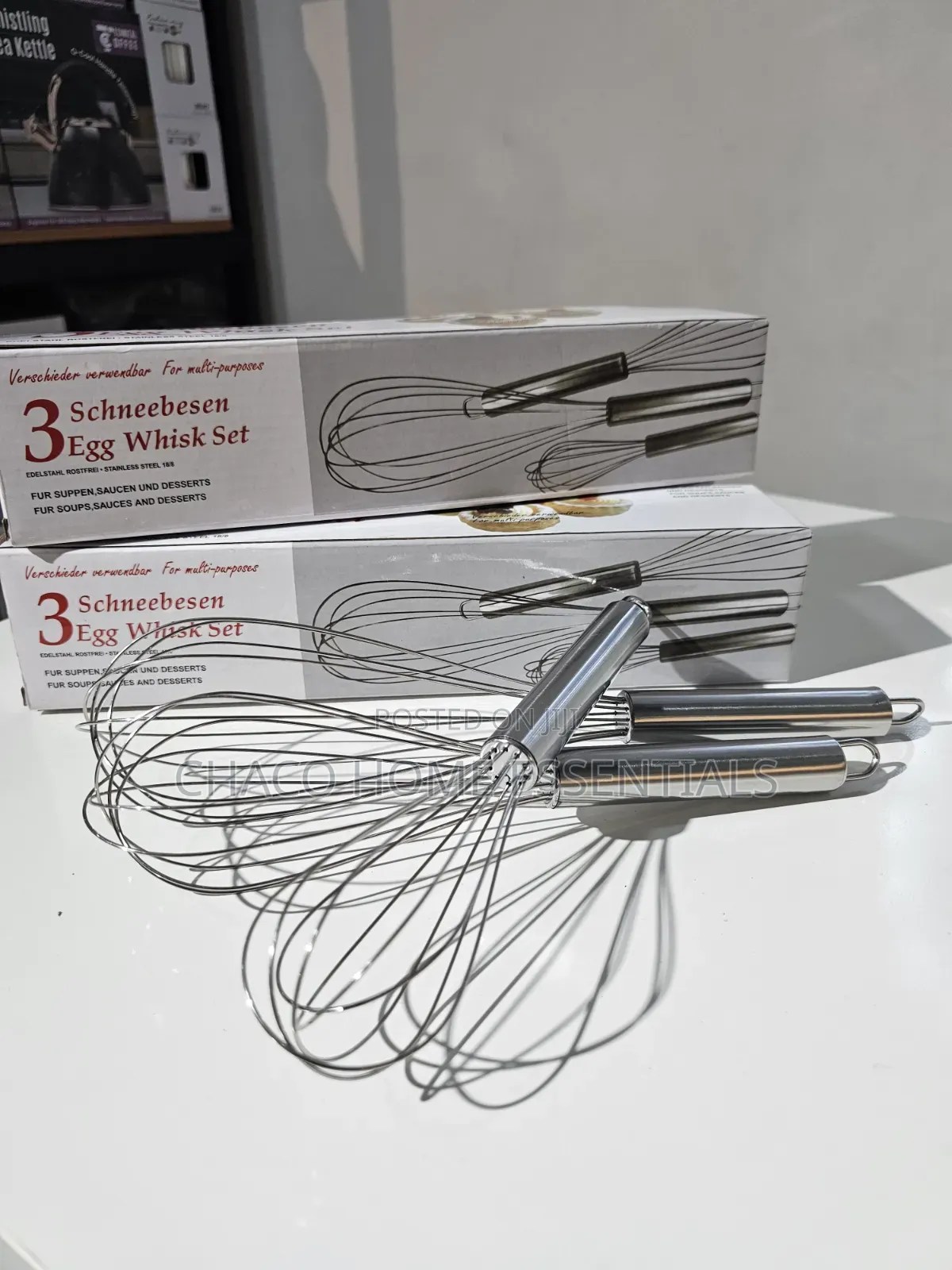 3-Piece Stainless Steel Egg Whisk Set