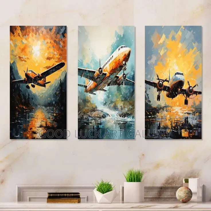 3 Pics Airplane Wall Art