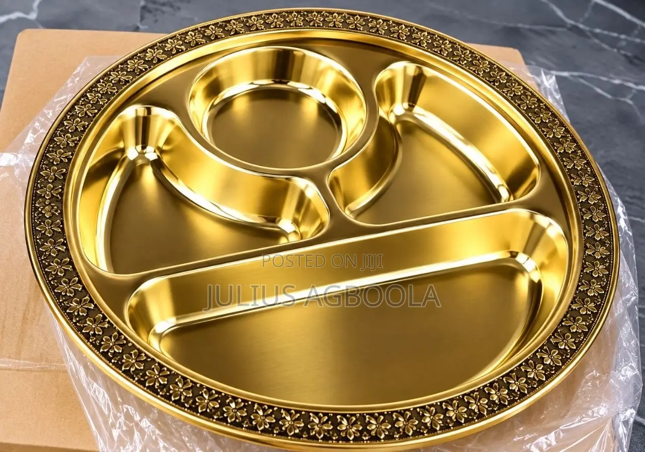 Stainless Steel Gold 4 Partition Dinner Plate 30cm.