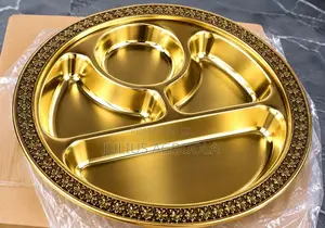 Stainless Steel Gold 4 Partition Dinner Plate 30cm.